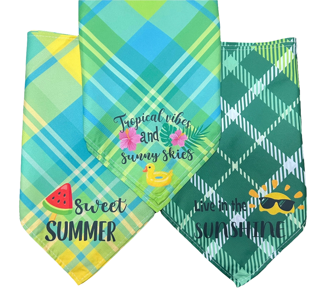 “Spring Vibes” Green & Yellow Pet Bandannas