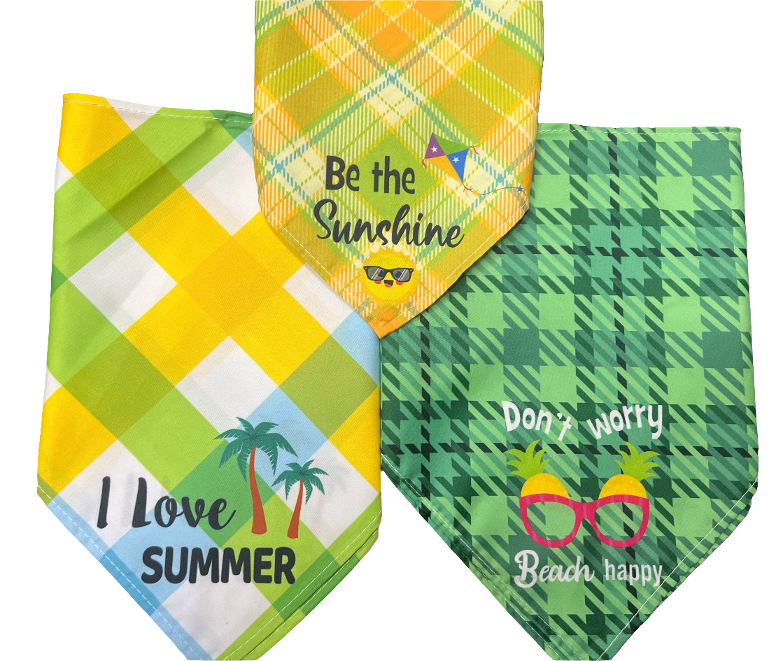 “Spring Vibes” Green & Yellow Pet Bandannas