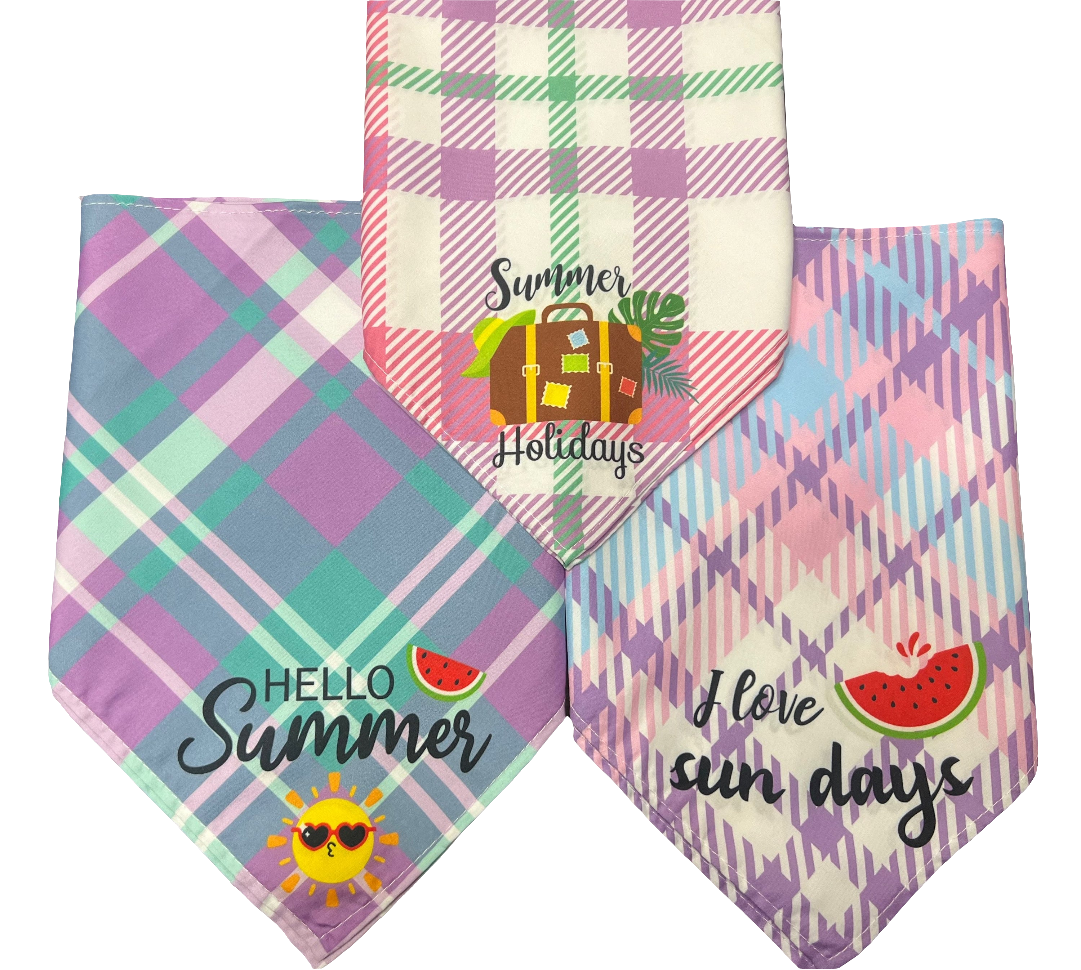 “Sweet Summer” Red & Pink Pet Bandannas