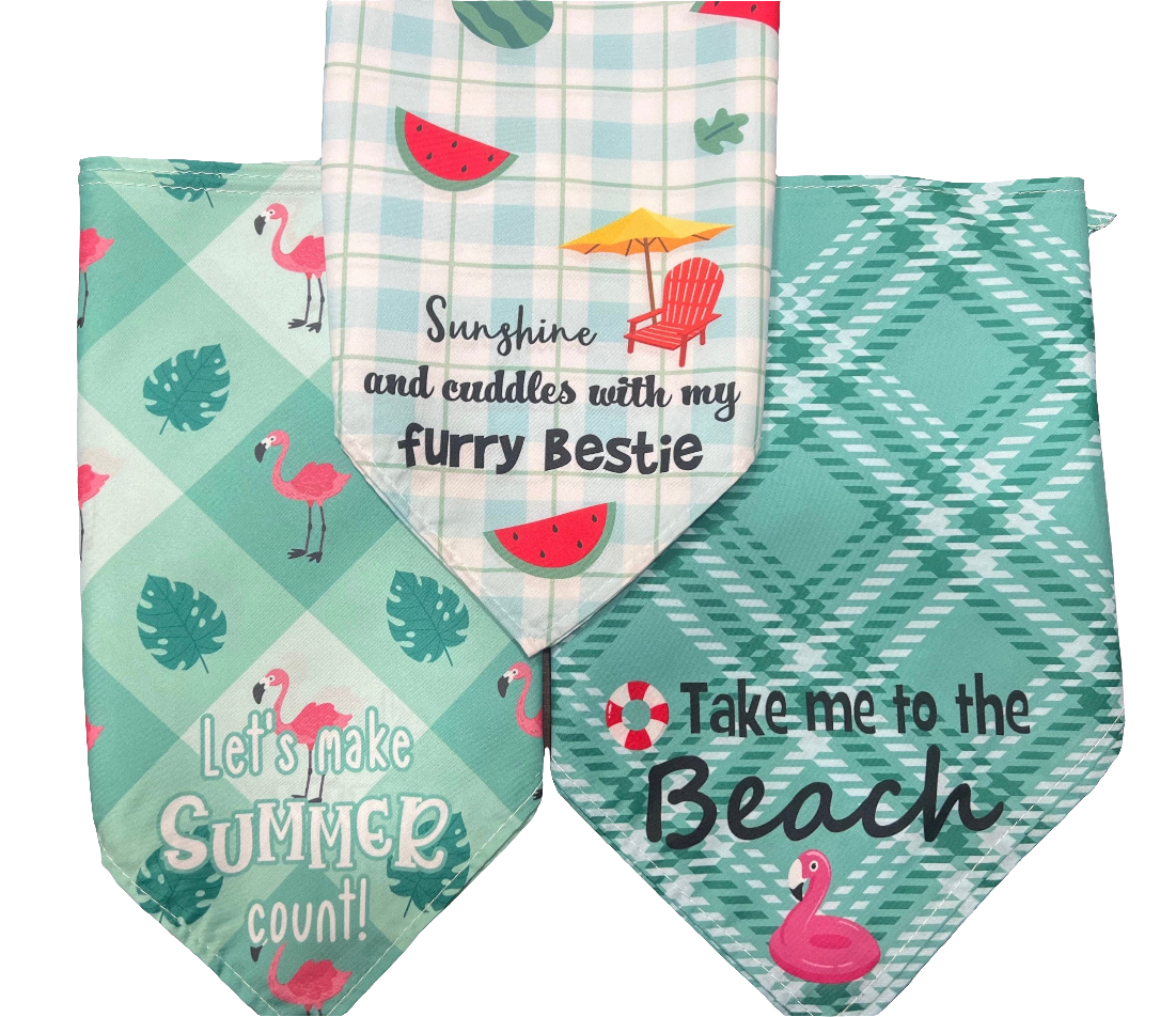 “Spring Vibes” Green & Yellow Pet Bandannas